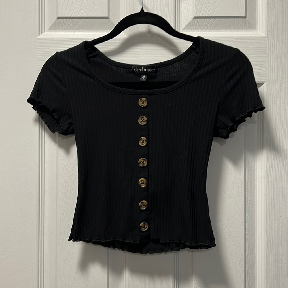 Black crop top with buttons